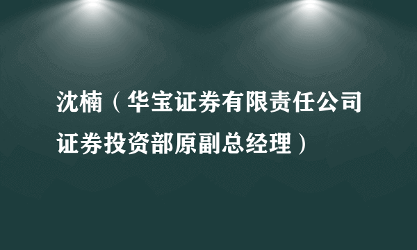 沈楠（华宝证券有限责任公司证券投资部原副总经理）