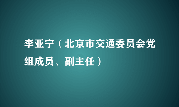 李亚宁（北京市交通委员会党组成员、副主任）