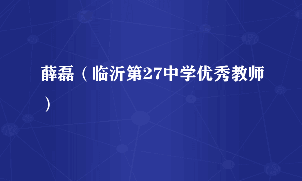 薛磊（临沂第27中学优秀教师）