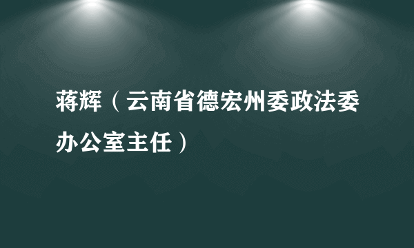 蒋辉（云南省德宏州委政法委办公室主任）