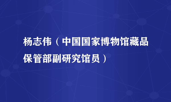 杨志伟（中国国家博物馆藏品保管部副研究馆员）