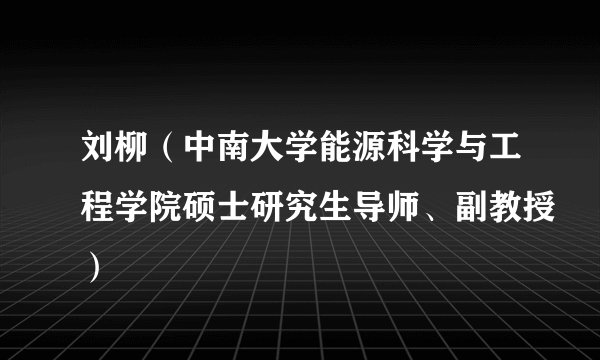 刘柳（中南大学能源科学与工程学院硕士研究生导师、副教授）