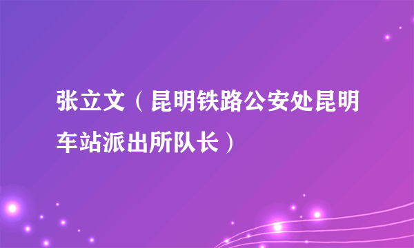 张立文（昆明铁路公安处昆明车站派出所队长）