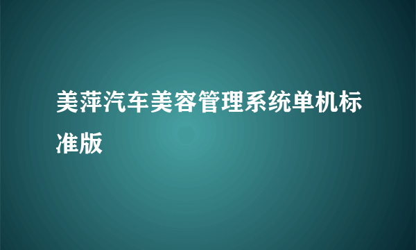 美萍汽车美容管理系统单机标准版