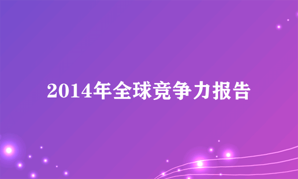 2014年全球竞争力报告