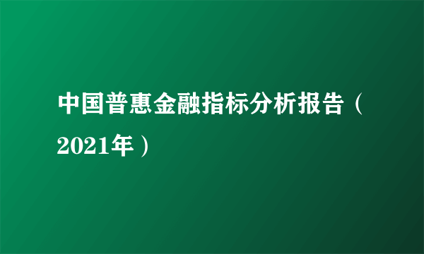 中国普惠金融指标分析报告（2021年）