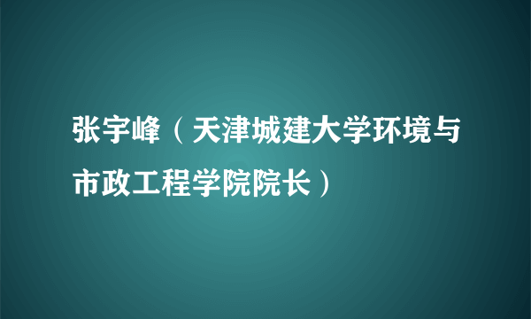 张宇峰（天津城建大学环境与市政工程学院院长）