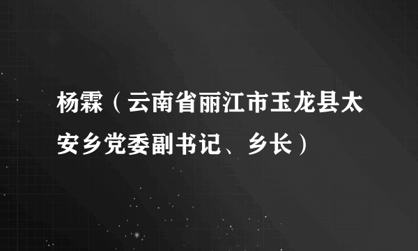 杨霖（云南省丽江市玉龙县太安乡党委副书记、乡长）