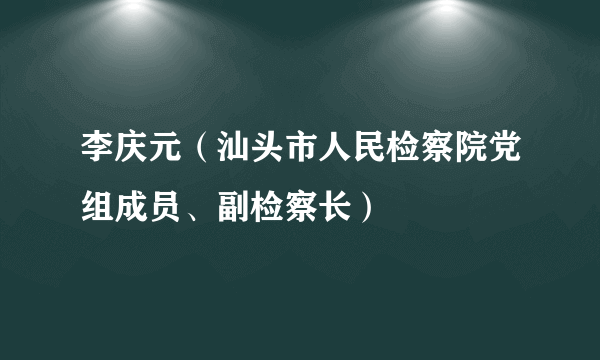 李庆元（汕头市人民检察院党组成员、副检察长）