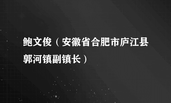 鲍文俊（安徽省合肥市庐江县郭河镇副镇长）