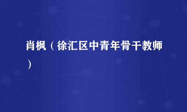 肖枫（徐汇区中青年骨干教师）