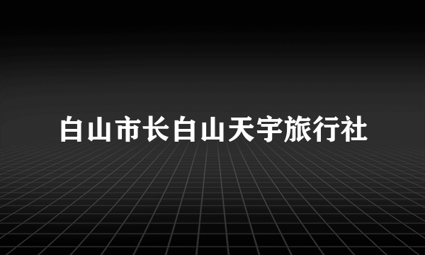 白山市长白山天宇旅行社