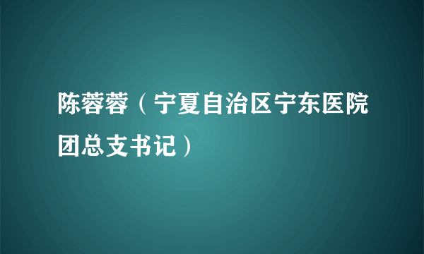 陈蓉蓉（宁夏自治区宁东医院团总支书记）