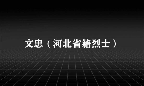 文忠（河北省籍烈士）