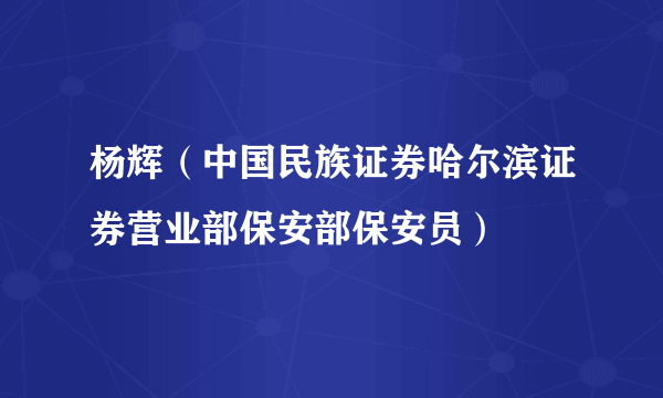 杨辉（中国民族证券哈尔滨证券营业部保安部保安员）