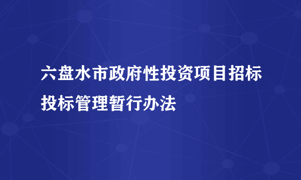 六盘水市政府性投资项目招标投标管理暂行办法