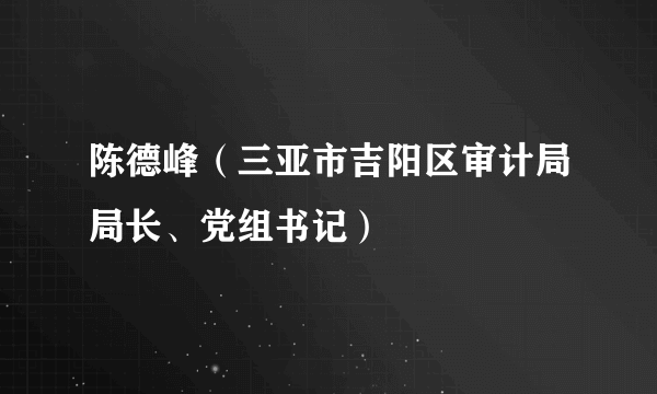 陈德峰（三亚市吉阳区审计局局长、党组书记）