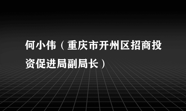 何小伟（重庆市开州区招商投资促进局副局长）