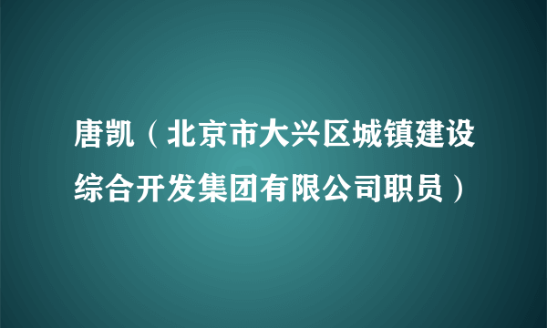 唐凯（北京市大兴区城镇建设综合开发集团有限公司职员）