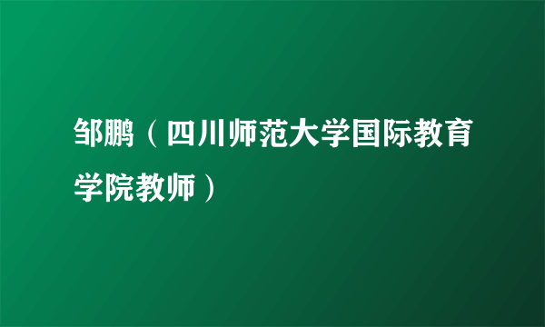 邹鹏（四川师范大学国际教育学院教师）