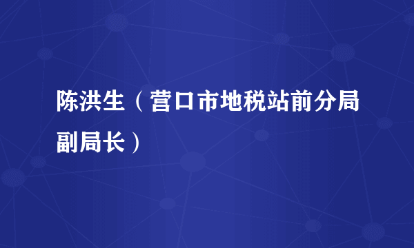 陈洪生（营口市地税站前分局副局长）