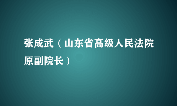 张成武（山东省高级人民法院原副院长）