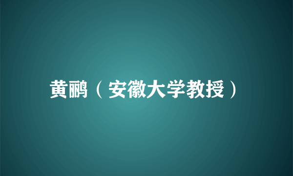 黄鹂（安徽大学教授）