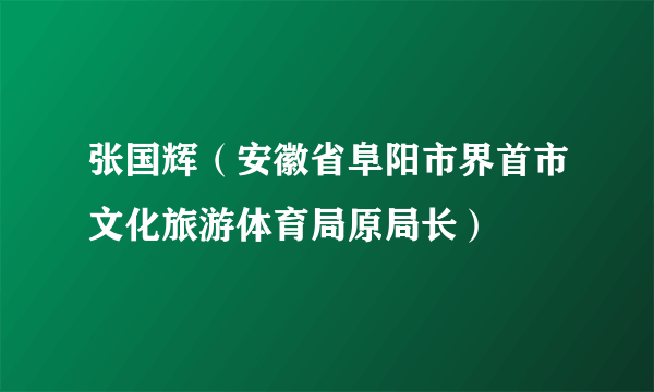 张国辉（安徽省阜阳市界首市文化旅游体育局原局长）