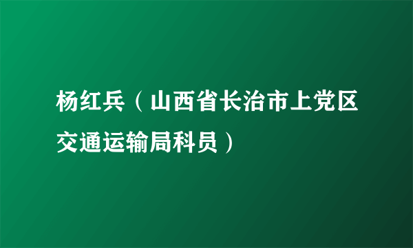 杨红兵（山西省长治市上党区交通运输局科员）