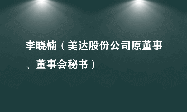 李晓楠（美达股份公司原董事、董事会秘书）