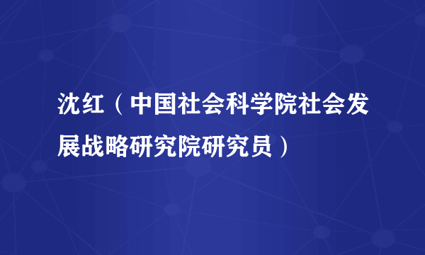 沈红（中国社会科学院社会发展战略研究院研究员）