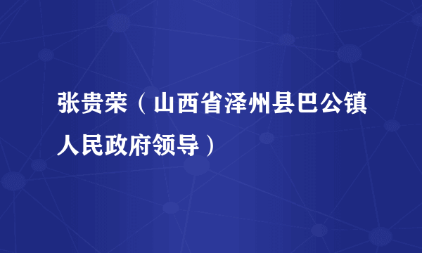 张贵荣（山西省泽州县巴公镇人民政府领导）