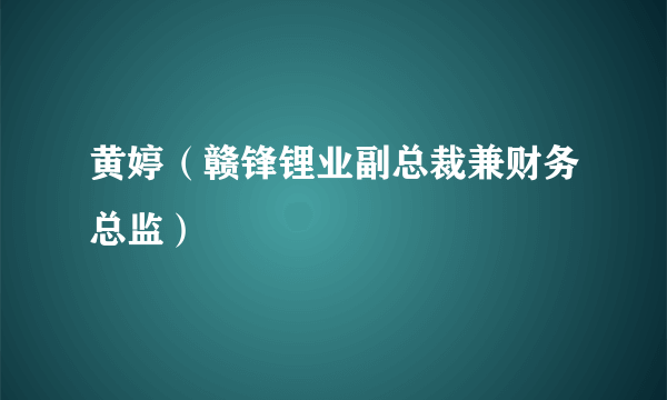 黄婷（赣锋锂业副总裁兼财务总监）