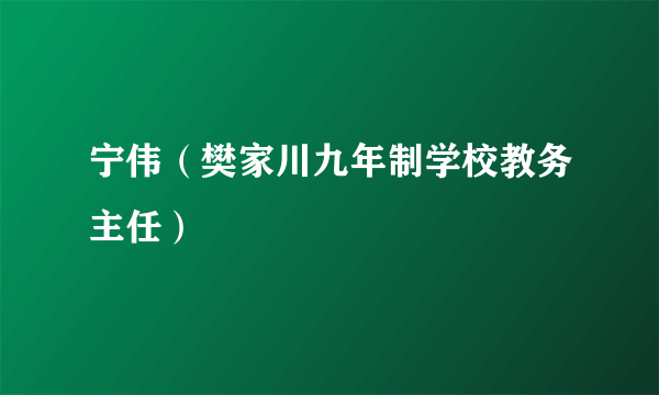 宁伟（樊家川九年制学校教务主任）