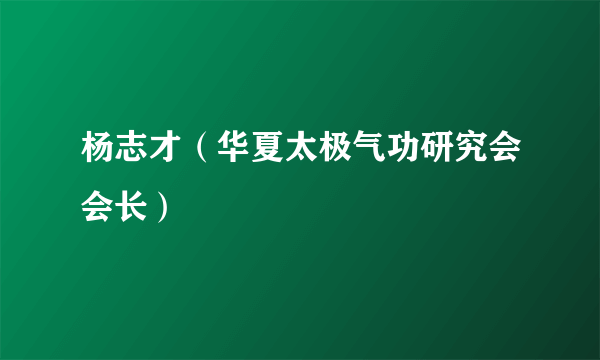 杨志才（华夏太极气功研究会会长）