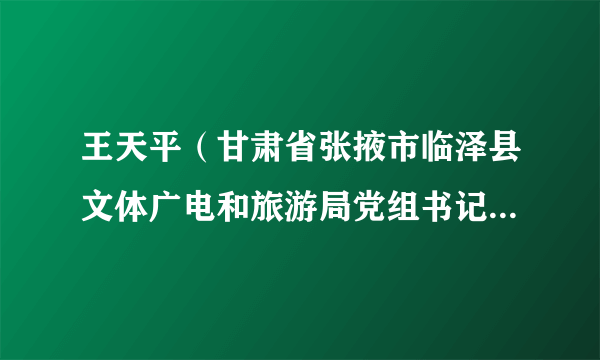 王天平（甘肃省张掖市临泽县文体广电和旅游局党组书记、局长、四级调研员）