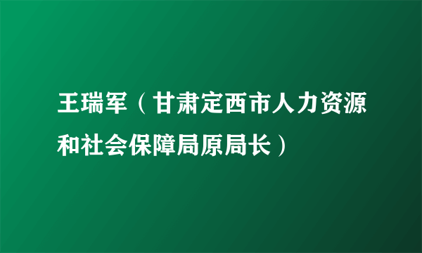 王瑞军（甘肃定西市人力资源和社会保障局原局长）