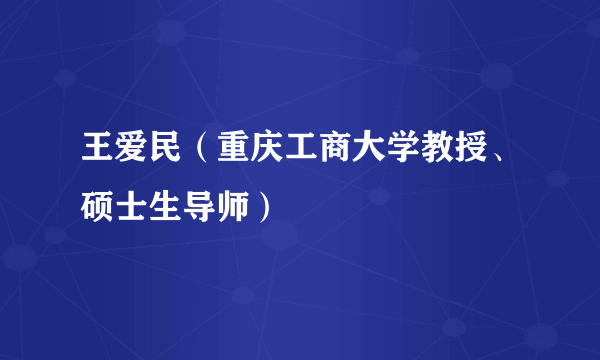 王爱民（重庆工商大学教授、硕士生导师）