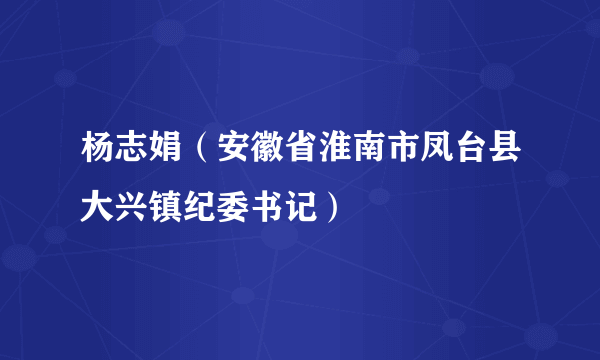 杨志娟（安徽省淮南市凤台县大兴镇纪委书记）