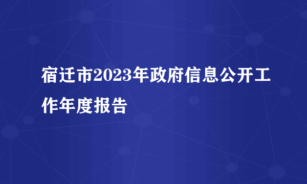 宿迁市2023年政府信息公开工作年度报告