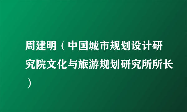 周建明（中国城市规划设计研究院文化与旅游规划研究所所长）