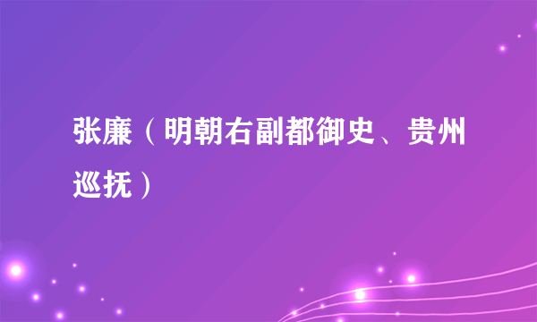 张廉（明朝右副都御史、贵州巡抚）