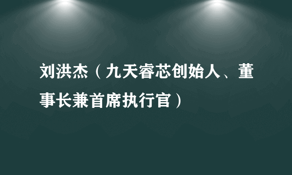 刘洪杰（九天睿芯创始人、董事长兼首席执行官）