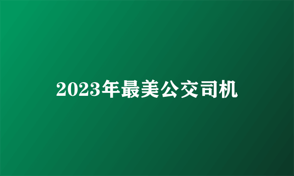 2023年最美公交司机