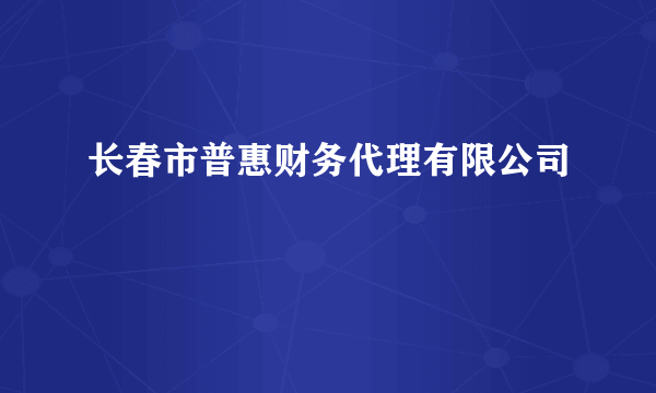 长春市普惠财务代理有限公司