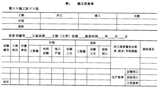 施工任务单