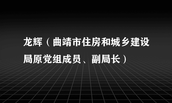 龙辉（曲靖市住房和城乡建设局原党组成员、副局长）