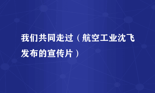 我们共同走过（航空工业沈飞发布的宣传片）