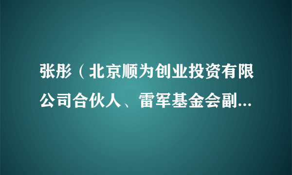 张彤（北京顺为创业投资有限公司合伙人、雷军基金会副理事长）