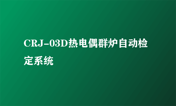 CRJ-03D热电偶群炉自动检定系统